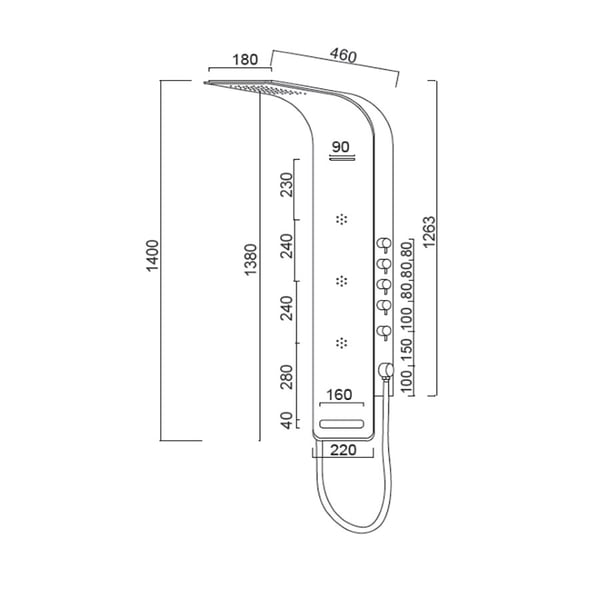Στήλη Ντους-Υδρομασάζ Icos Astrea White Matt